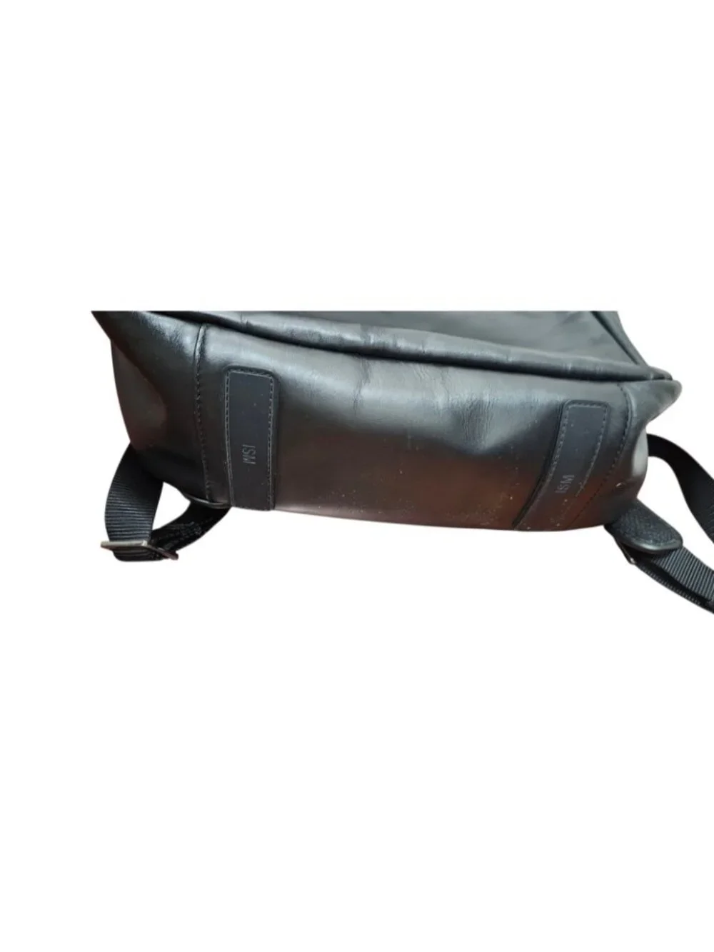 ISM Backpack Black Nylon Leather Trim Laptop Travel Commuter Minimalist Unisex